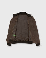 Load image into Gallery viewer, Button-Front Bomber Jacket in Brown Suede