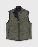 Load image into Gallery viewer, Reversible Cashpad Zip Vest in Olive Nylon/Navy Cashmere Flannel