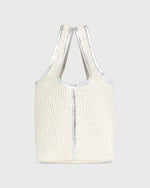 Load image into Gallery viewer, Paola Bucket Bag in Silver Painted Raffia