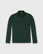 Load image into Gallery viewer, Long-Sleeved Rally Polo Sweater in Forest Walk/Harbour Blue/Neat Navy Striped Cotton/Cashmere