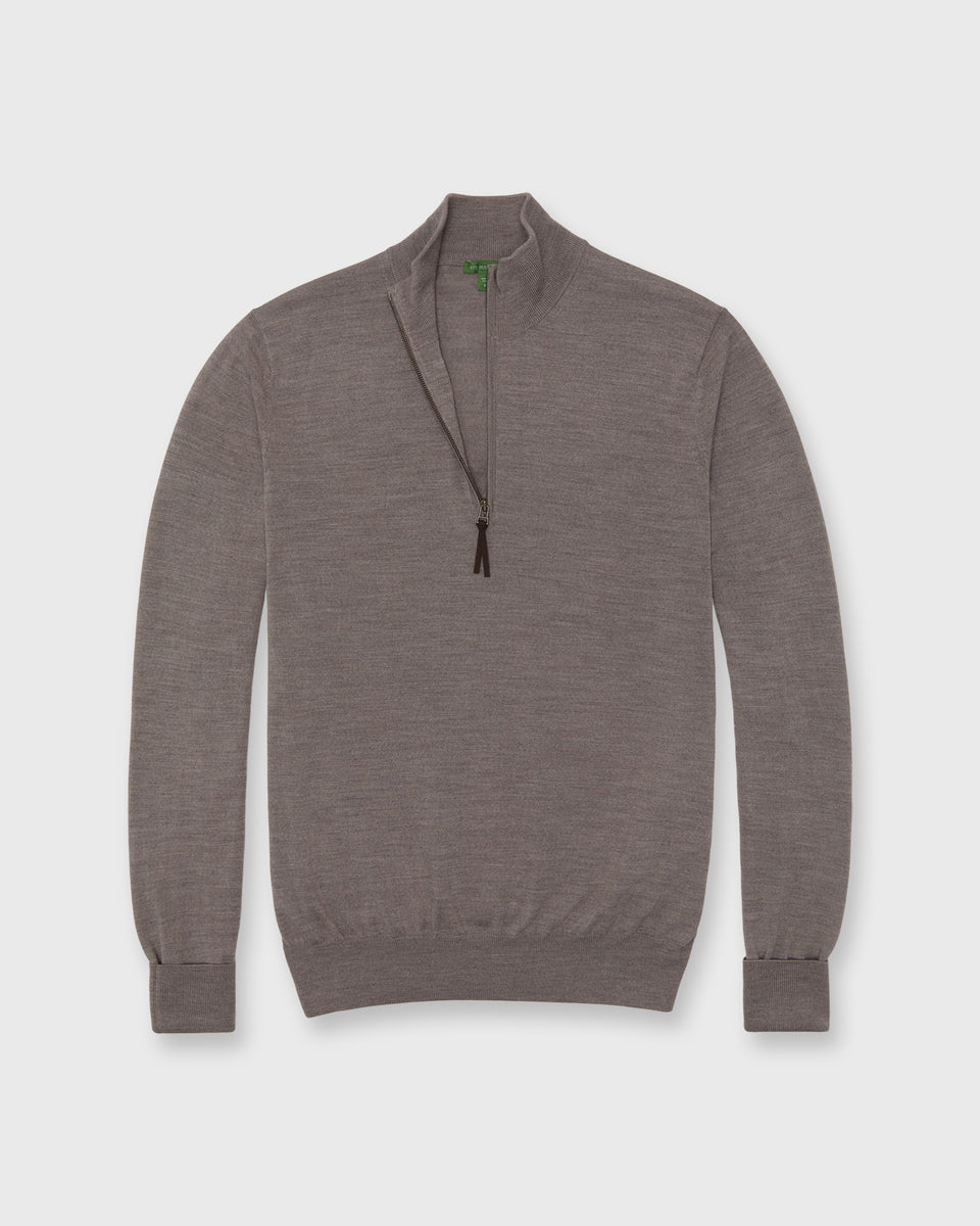 Fine-Gauge Half-Zip Sweater in Otter Escorial Wool | Shop Sid Mashburn
