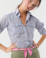 Load image into Gallery viewer, Medium Hand-Rolled Silk Scarf in Pink/Ivory Floral Bandana