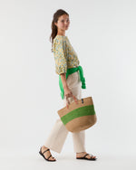 Load image into Gallery viewer, Majani Market Basket in One Thick Stripe Green