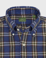 Load image into Gallery viewer, Button-Down Sport Shirt in Blue/Olive/Brown Plaid Brushed Twill