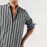 Load image into Gallery viewer, Made-to-Order Fabric in Alpine/White Multi Stripe Poplin