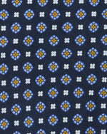 Load image into Gallery viewer, Silk Print Tie in Airforce/Sky/Gold Foulard
