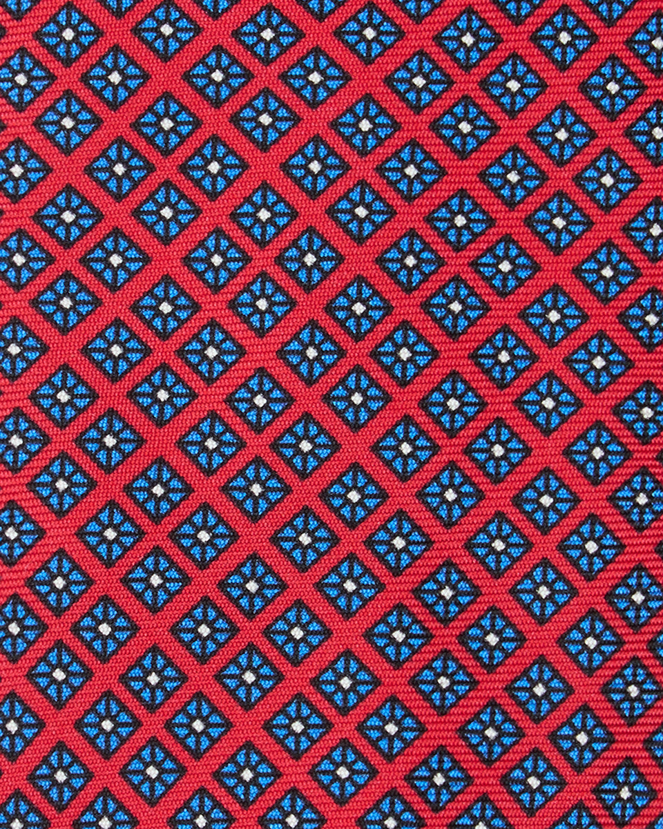 Silk Print Tie in Red/Blue Square | Shop Sid Mashburn