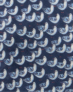 Load image into Gallery viewer, Linen Print Tie in Navy/Blue Gull