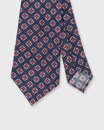Load image into Gallery viewer, Linen Print Tie in Air Force/Salmon Medallion