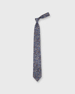 Load image into Gallery viewer, Linen Print Tie in Navy/Brown Floral