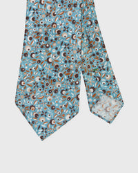 Linen Print Tie in Lovat/Brown Floral