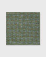 Load image into Gallery viewer, Hand-Rolled Cotolino Print Pocket Square in Olive/Blue/Orange Flower