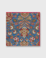 Load image into Gallery viewer, Linen/Cotton Print Pocket Square in Blue/Brown Multi Paisley Scene