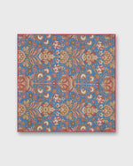 Load image into Gallery viewer, Linen/Cotton Print Pocket Square in Blue/Brown Multi Paisley Scene
