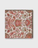 Load image into Gallery viewer, Linen/Cotton Print Pocket Square in Red/Bone Paisley Scene