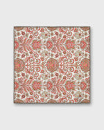 Load image into Gallery viewer, Linen/Cotton Print Pocket Square in Red/Bone Paisley Scene