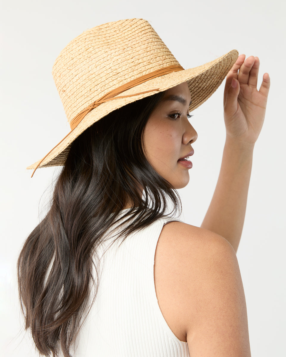 Raffia Braid Continental Hat in Natural/Tobacco | Shop Ann Mashburn