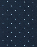 Load image into Gallery viewer, Irish Poplin Tie in Navy/Sky Pin Dot