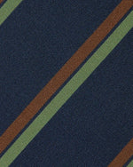 Load image into Gallery viewer, Irish Poplin Tie in Navy/Brown/Olive Stripe