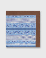 Load image into Gallery viewer, Large Hand-Rolled Silk Scarf in Blue/Brown Paisley Stripe