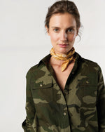 Load image into Gallery viewer, Medium Hand-Rolled Silk Scarf in Marigold Floral Paisley