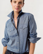 Load image into Gallery viewer, Western Shirt in Indigo Cotolino Chambray