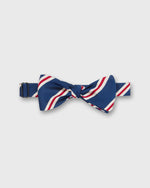 Load image into Gallery viewer, Silk Bow Tie in French Blue/Red Banks Stripe
