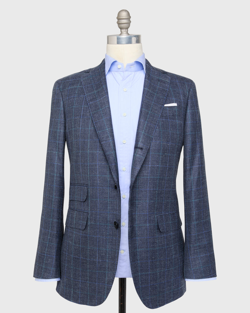 Virgil No. 2 Jacket in Navy/Blue/Aegean Windowpane Twill | Shop