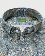 Load image into Gallery viewer, Button-Down Sport Shirt in Spruce/Maize/Navy Pheasant Garden Liberty Fabric
