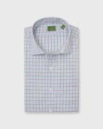Load image into Gallery viewer, Spread Collar Sport Shirt in Sky/Spruce/Brown Tattersall Poplin