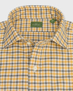 Load image into Gallery viewer, Spread Collar Sport Shirt in Maize/Grey Tattersall Flannel