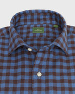 Load image into Gallery viewer, Work Shirt in Lapis/Brown Gingham Flannel