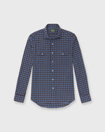 Load image into Gallery viewer, Work Shirt in Lapis/Brown Gingham Flannel