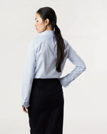 Load image into Gallery viewer, Frill Shirt in Sky Pencil Stripe Poplin
