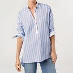 Load image into Gallery viewer, Made-to-Order Fabric in Blue/Red Multi Stripe Poplin