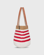 Load image into Gallery viewer, Kiondo Shopper Basket in Thin Stripe Red