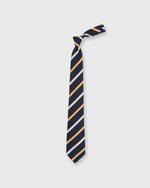 Load image into Gallery viewer, Silk/Cotton Mogador Tie in Navy/Bone/Yellow Stripe