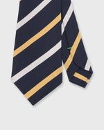 Load image into Gallery viewer, Silk/Cotton Mogador Tie in Navy/Bone/Yellow Stripe