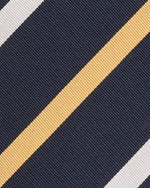Load image into Gallery viewer, Silk/Cotton Mogador Tie in Navy/Bone/Yellow Stripe