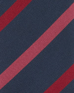 Load image into Gallery viewer, Silk/Cotton Mogador Tie in Navy/Red/Pink Stripe