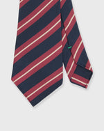 Load image into Gallery viewer, Silk/Cotton Mogador Tie in Navy/Pink/Butter Stripe