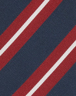 Load image into Gallery viewer, Silk/Cotton Mogador Tie in Navy/Red/Bone Stripe