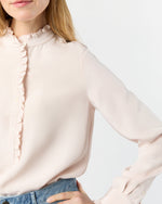 Load image into Gallery viewer, Frill Blouse in Pale Pink Silk Crepe de Chine