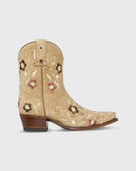 Load image into Gallery viewer, Marie Embroidered Cowboy Boot in Camel Suede