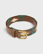 Load image into Gallery viewer, 1 1/8" Polo Belt in Bone/Green/Blue Medium Brown Leather