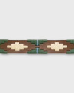 Load image into Gallery viewer, 1 1/8" Polo Belt in Bone/Green/Blue Medium Brown Leather