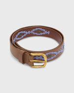 Load image into Gallery viewer, 1 1/8" Polo Belt in Lavender/Green Medium Brown Leather