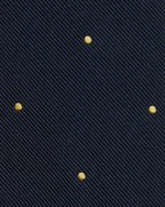 Load image into Gallery viewer, Silk Woven Tie in Navy/Yellow Dot