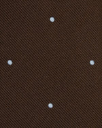 Load image into Gallery viewer, Silk Woven Tie in Brown/Sky Dot