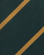 Load image into Gallery viewer, Silk Woven Tie in Green/Gold Bar Stripe